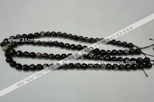 CAG5693 15 inches 8mm faceted round fire crackle agate beads