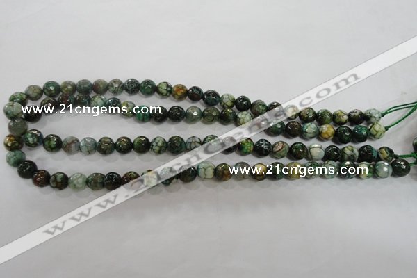 CAG5695 15 inches 8mm faceted round fire crackle agate beads