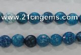 CAG5697 15 inches 8mm faceted round fire crackle agate beads