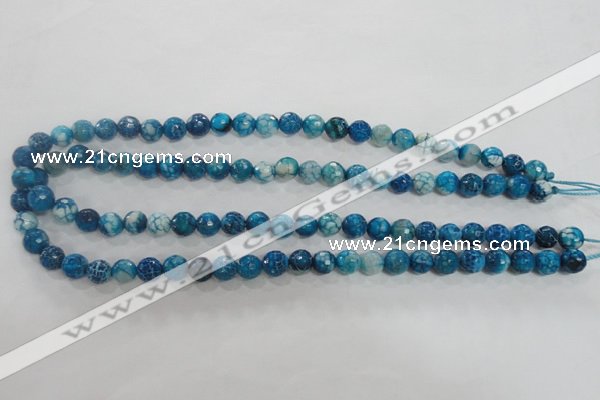 CAG5697 15 inches 8mm faceted round fire crackle agate beads