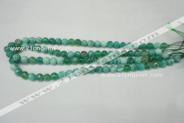 CAG5698 15 inches 8mm faceted round fire crackle agate beads