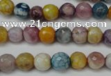 CAG5700 15 inches 8mm faceted round fire crackle agate beads