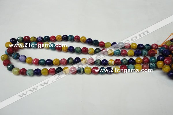 CAG5701 15 inches 8mm faceted round fire crackle agate beads