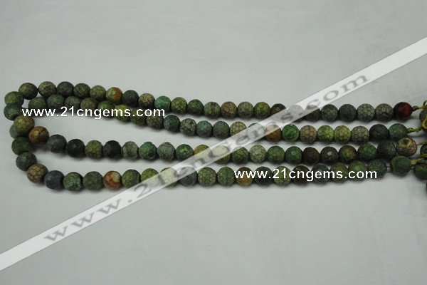 CAG5702 15 inches 8mm faceted round fire crackle agate beads