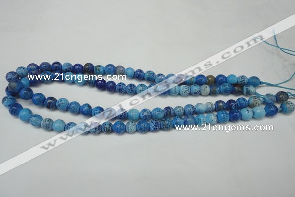 CAG5703 15 inches 8mm faceted round fire crackle agate beads