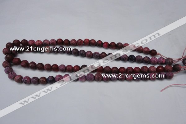 CAG5704 15 inches 8mm faceted round fire crackle agate beads