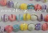 CAG5706 15 inches 8mm faceted round tibetan agate beads wholesale