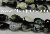 CAG5710 15 inches 8*12mm faceted teardrop fire crackle agate beads