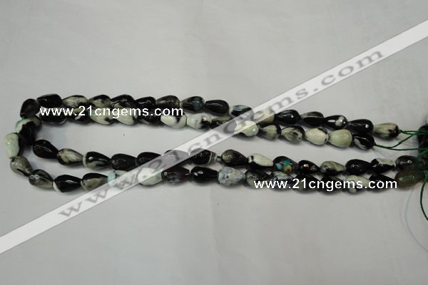CAG5710 15 inches 8*12mm faceted teardrop fire crackle agate beads