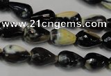 CAG5712 15 inches 8*12mm faceted teardrop fire crackle agate beads