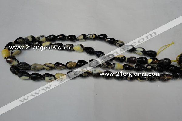 CAG5712 15 inches 8*12mm faceted teardrop fire crackle agate beads