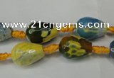 CAG5716 15 inches 10*14mm faceted teardrop fire crackle agate beads