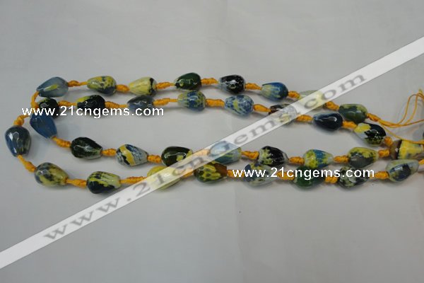 CAG5716 15 inches 10*14mm faceted teardrop fire crackle agate beads