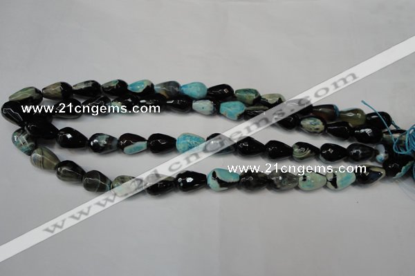 CAG5717 15 inches 10*14mm faceted teardrop fire crackle agate beads