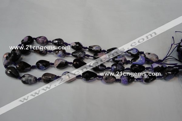 CAG5720 15 inches 12*16mm faceted teardrop fire crackle agate beads