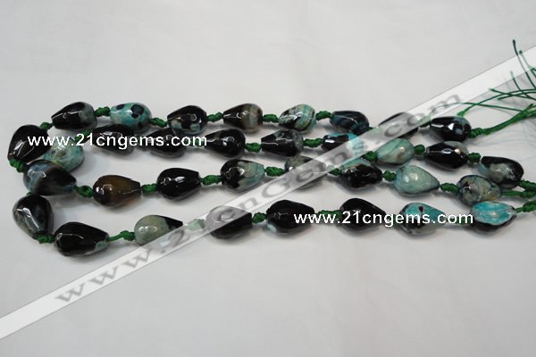 CAG5722 15 inches 12*16mm faceted teardrop fire crackle agate beads