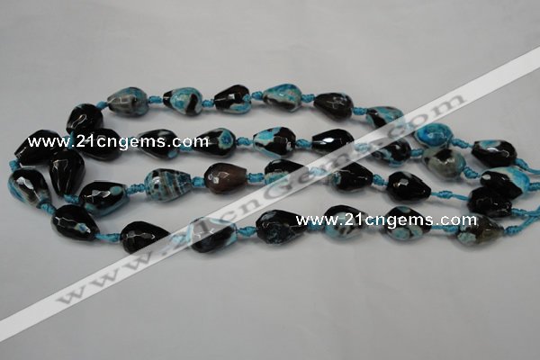 CAG5723 15 inches 12*16mm faceted teardrop fire crackle agate beads