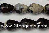 CAG5724 15 inches 12*16mm faceted teardrop fire crackle agate beads