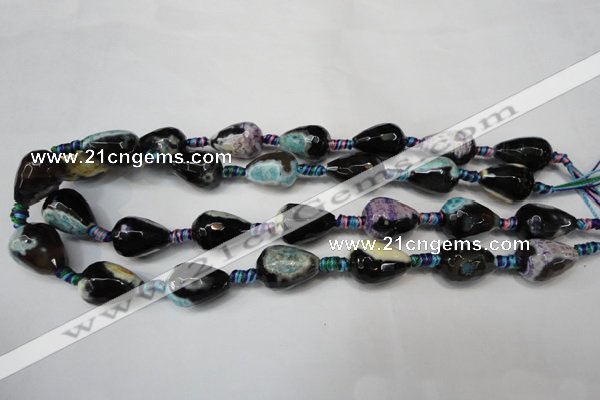 CAG5727 15 inches 13*18mm faceted teardrop fire crackle agate beads