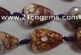 CAG5732 15 inches 15*20mm faceted teardrop fire crackle agate beads