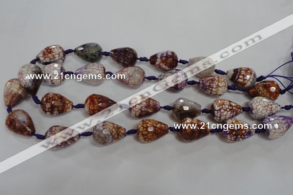 CAG5732 15 inches 15*20mm faceted teardrop fire crackle agate beads