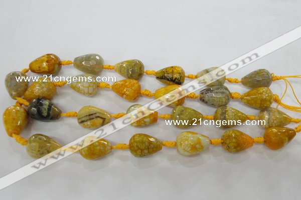 CAG5733 15 inches 15*20mm faceted teardrop fire crackle agate beads