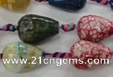 CAG5736 15 inches 15*20mm faceted teardrop fire crackle agate beads