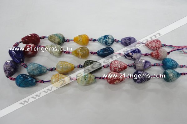 CAG5736 15 inches 15*20mm faceted teardrop fire crackle agate beads