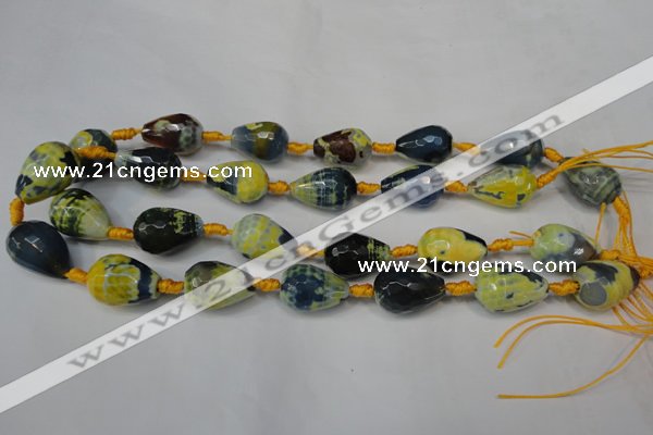 CAG5739 15 inches 15*20mm faceted teardrop fire crackle agate beads