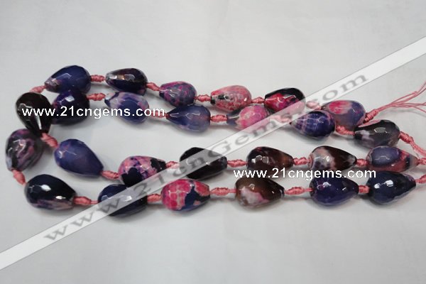 CAG5742 15 inches 15*20mm faceted teardrop fire crackle agate beads