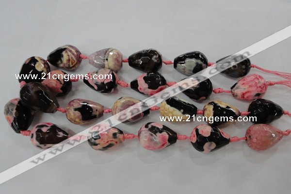 CAG5750 15 inches 18*25mm faceted teardrop fire crackle agate beads