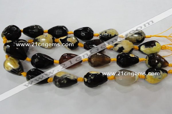 CAG5751 15 inches 18*25mm faceted teardrop fire crackle agate beads