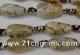 CAG5755 15 inches 8*16mm faceted teardrop fire crackle agate beads