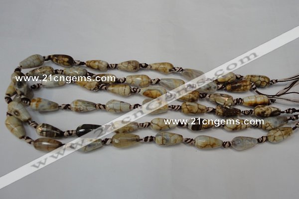 CAG5755 15 inches 8*16mm faceted teardrop fire crackle agate beads