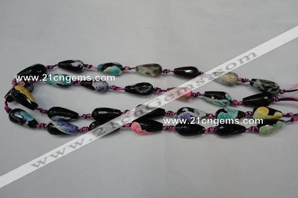 CAG5757 15 inches 10*20mm faceted teardrop fire crackle agate beads