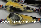 CAG5766 15 inches 15*40mm faceted teardrop fire crackle agate beads