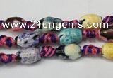 CAG5770 15 inches 6*9mm faceted rice fire crackle agate beads