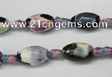 CAG5772 15 inches 8*12mm faceted rice fire crackle agate beads