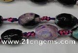 CAG5775 15 inches 10*14mm faceted rice fire crackle agate beads