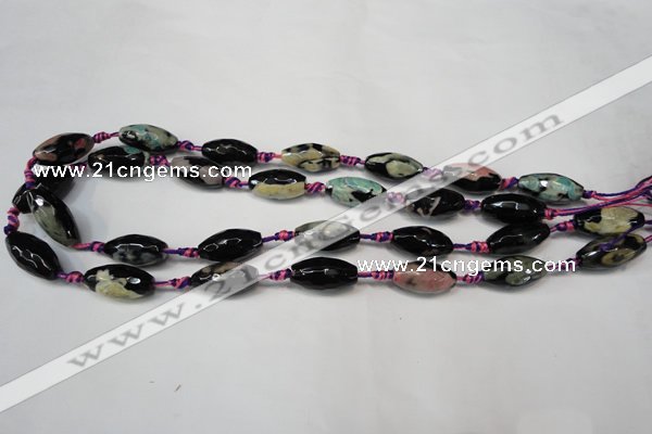 CAG5777 15 inches 10*20mm faceted rice fire crackle agate beads