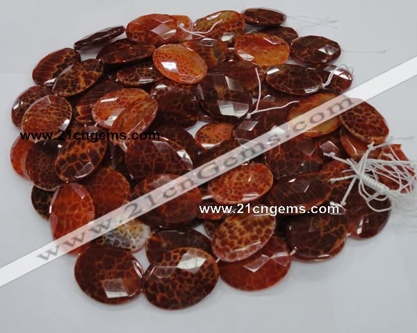 CAG578 15.5 inches 30*40mm faceted oval natural fire agate beads