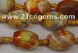 CAG5780 15 inches 12*16mm faceted rice fire crackle agate beads