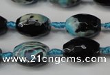 CAG5785 15 inches 12*16mm faceted rice fire crackle agate beads