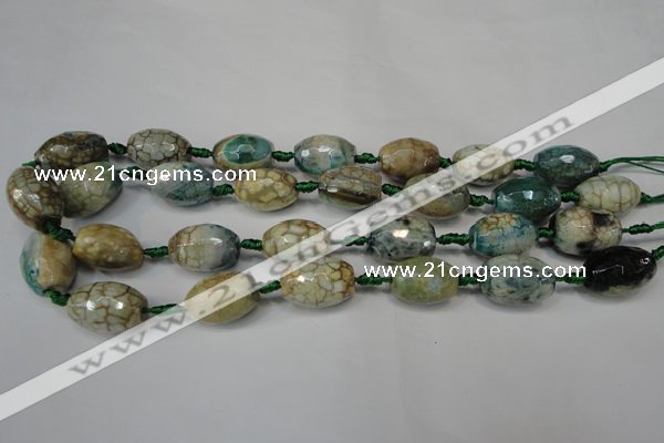 CAG5788 15 inches 13*18mm faceted rice fire crackle agate beads