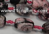 CAG5789 15 inches 13*18mm faceted rice fire crackle agate beads