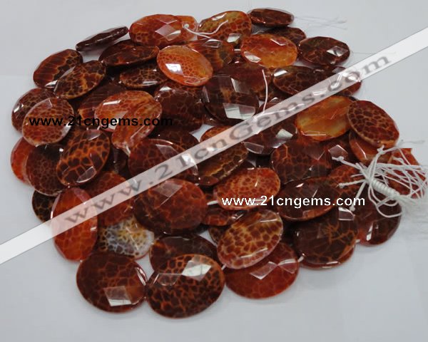 CAG579 15.5 inches 40*50mm faceted oval natural fire agate beads