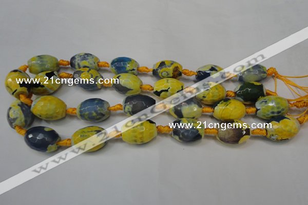 CAG5800 15 inches 15*20mm faceted rice fire crackle agate beads