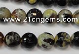 CAG5806 15 inches 10mm faceted round fire crackle agate beads