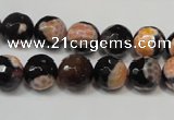 CAG5808 15 inches 10mm faceted round fire crackle agate beads