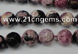 CAG5809 15 inches 10mm faceted round fire crackle agate beads